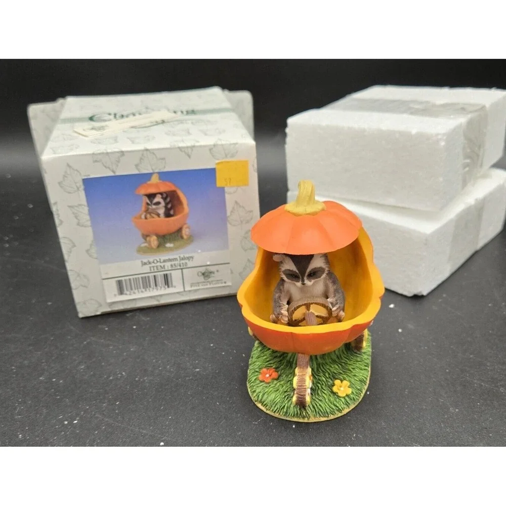 Fitz & Floyd Charming Tails Jack-O-Lantern Jalopy Halloween Pumpkin Candy Corn F